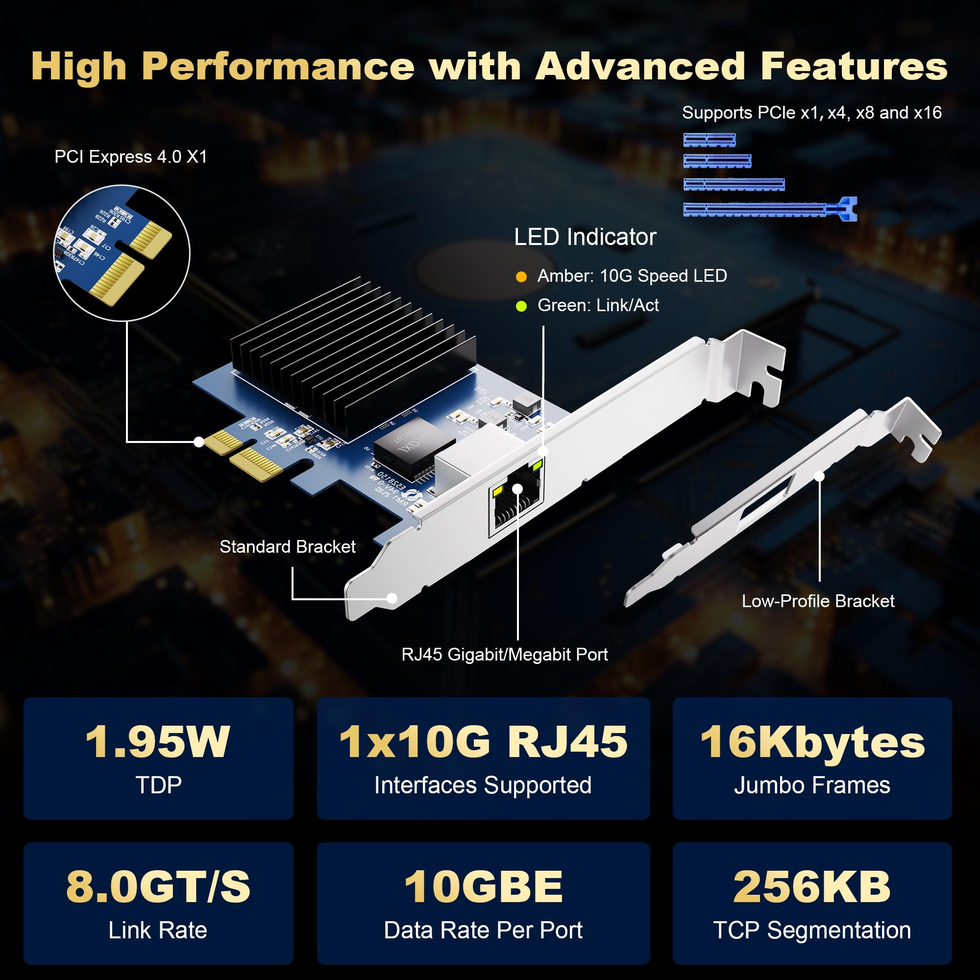 Amazon.com: 10G PCIe Network Card - Single Port 10 Gigabit